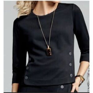 Cabi Osaka Nights Utility Top Snaps 3/4 Sleeve Black Sz S